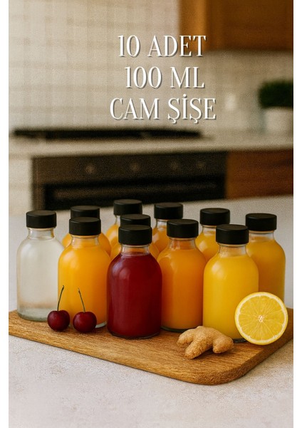 10 Adet 100 ml Düğün, Kına, Nişan, Kolonya, Koku, Hediyelik Şişesi Kapaklı 100 cc Cam Şişe