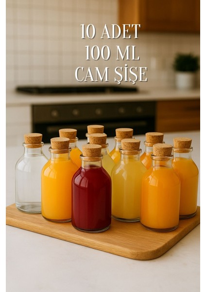 10 Adet 100 ml Düğün, Kına, Nişan, Kolonya, Koku, Hediyelik Şişesi Kapaklı 100 cc Cam Şişe