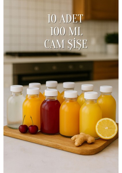 10 Adet 100 ml Düğün, Kına, Nişan, Kolonya, Koku, Hediyelik Şişesi Kapaklı 100 cc Cam Şişe