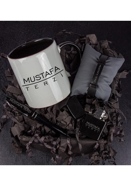 Özel Tasarım Metal Çakmak, Kalem, Bileklik ve Kupa Seti Erkek Hediye