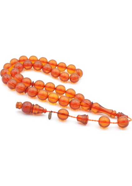 Usta Imzalı Küre Kesim Turuncu Ateş Kehribar Tesbih