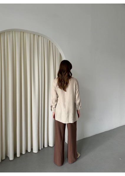 Natural %100 Pamuk Çapraz Düğmeli Beli Kemerli Gömlek fırsatları