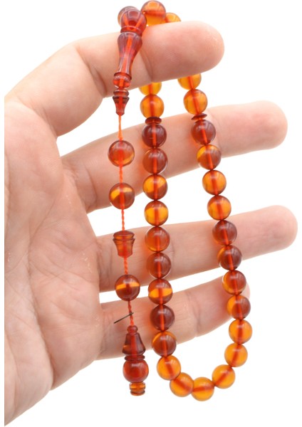 Usta Imzalı Küre Kesim Turuncu Ateş Kehribar Tesbih fırsatları