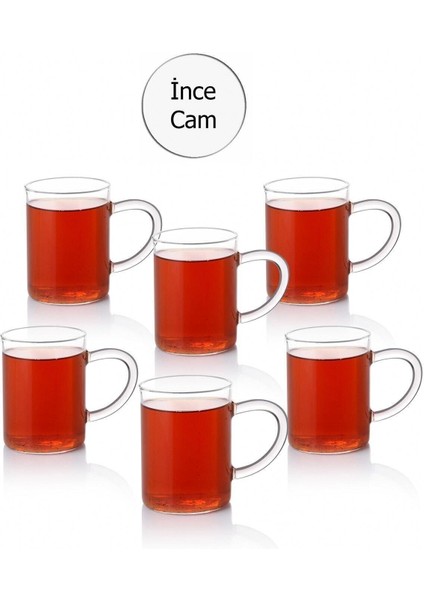 Turuncu 6'lı Borasilikat Kupa Seti, Ateşe Dayanıklı, Şık ve Dayanıklı Tasarım