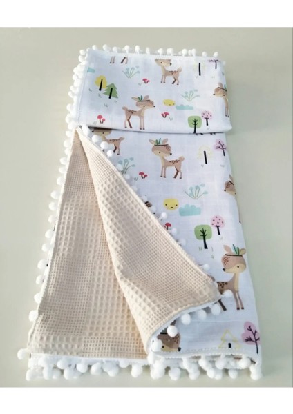 Pamuk Ceylanlı Müslin ve Kahve Pikeli Çift Kat Örtü (110X110 Ölçülerinde) fiyatları