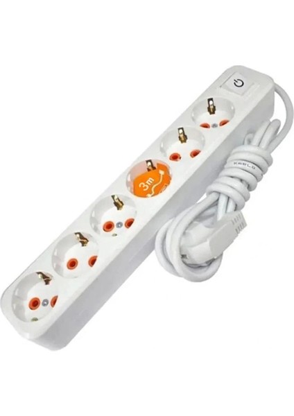 Asel 6'lı Grup Priz Anahtarlı 3mt