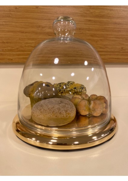 Pasta ve Kek Üfleme Cam Kapak Fanusu ve Pirinç Altın Stantı Çapı 21 cm fiyatları