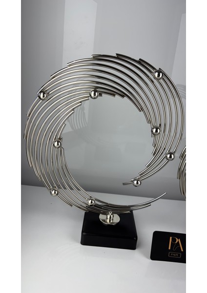 Gümüş Döküm Vidalı 2'li Ayaklı Metal Biblo Aksesuar Masa Konsol Orta Sehpa Dresuar Salon Ofis Dekoru