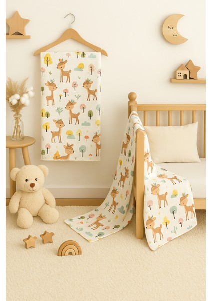 Pamuk Ceylanlı Müslin'den Çok Amaçlı Örtü (80X100 Ölçülerinde)