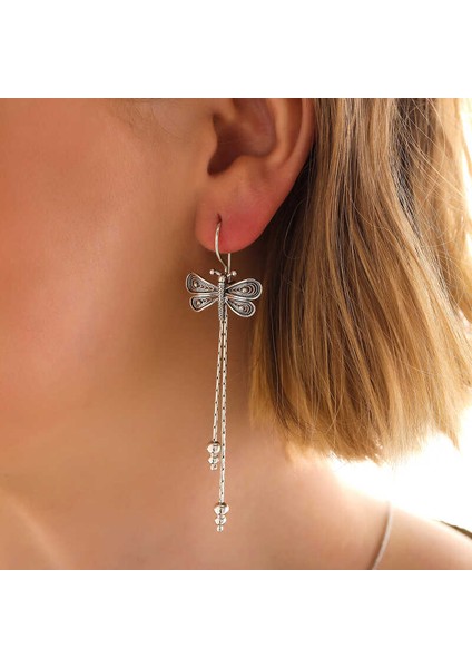 925 Ayar Gümüş Telkari Sallantılı Yusufçuk Kadın Küpe T8050 fiyatları