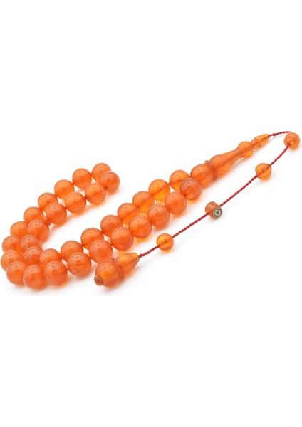 Ismail Karasapan Imzalı Küre Kesim Hareli Turuncu Sıkma Kehribar Tesbih fiyatları