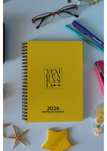 2026 Yeniden Başla Ajanda 160 Sayfa Spiralli SARI