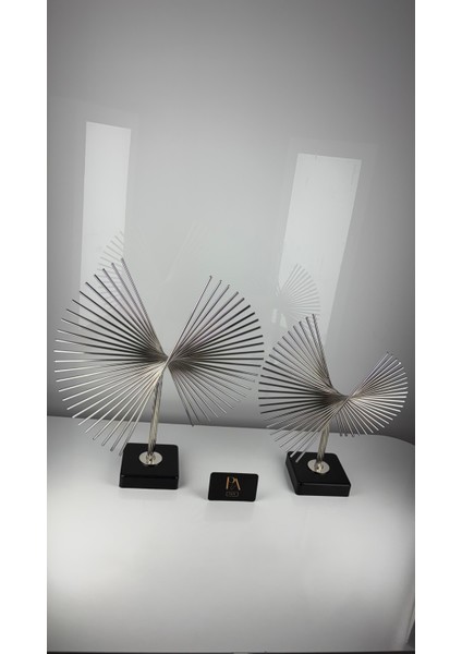 Gümüş Kirpi 2'li Takım Metal Biblo Obje Ev Aksesuar Masa Konsol Orta Sehpa Dresuar Salon Ofis Dekor