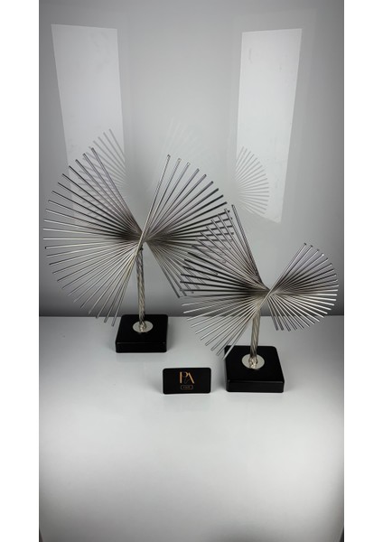 Gümüş Kirpi 2'li Takım Metal Biblo Obje Ev Aksesuar Masa Konsol Orta Sehpa Dresuar Salon Ofis Dekor