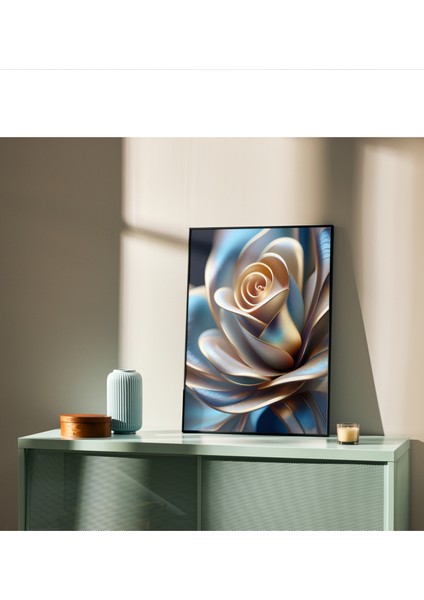 Metal Çerçeveli Gerçek Camlı Tablo, Gül Temalı Dijital Baskı Tablo, Salon, Oturma Odası Tablo fırsatları