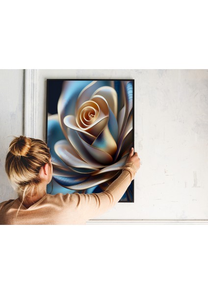 Metal Çerçeveli Gerçek Camlı Tablo, Gül Temalı Dijital Baskı Tablo, Salon, Oturma Odası Tablo indirimleri