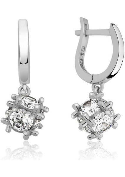 925 Ayar ​gümüş Taşlı Küp Küpe T4324