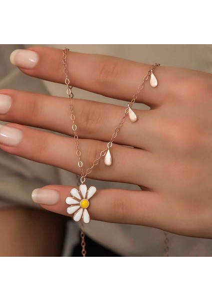 925 Ayar Gümüş Papatya Seviyor Sevmiyor Bayan Gümüş Kolye T5981