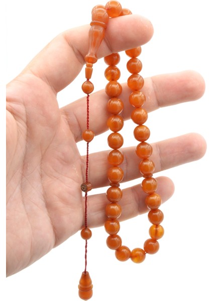 Ismail Karasapan Imzalı Küre Kesim Hareli Sarı Sıkma Kehribar Tesbih fırsatları