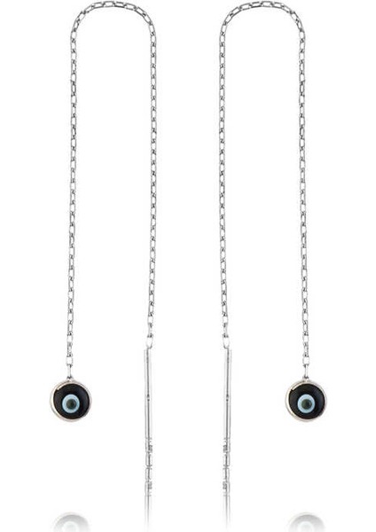 925 Ayar Gümüş Zincirli Lacivert Nazar Küpe EA1160041 fiyatları