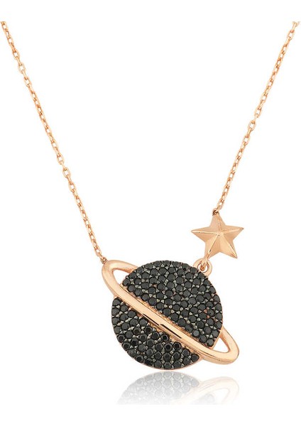 925 Ayar Gümüş Rose Gezegen Kadın Gümüş Kolye T4349 fiyatları