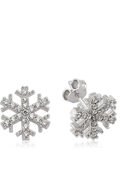 925 Ayar Gümüş Kar Tanesi Çivili Küpe ST1480002E