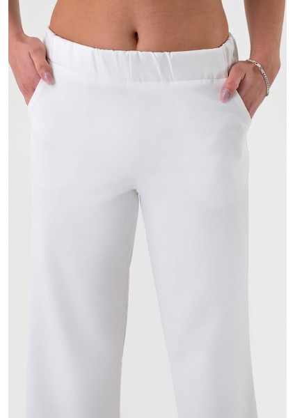 Kadın Beyaz Lastikli Palazzo Pantolon indirimleri