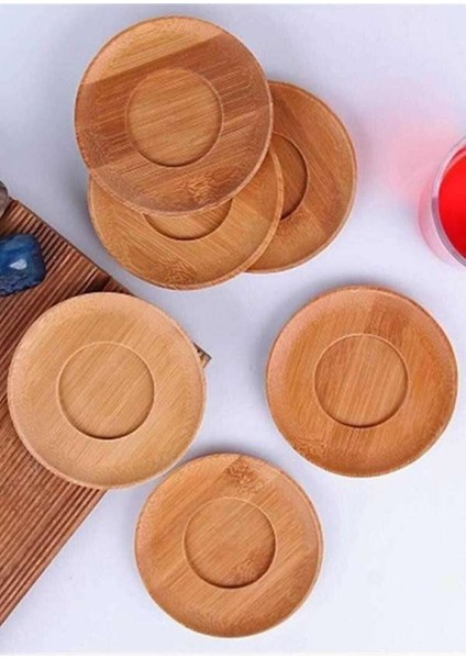 Şık 6'lı Yuvarlak Bambu Bardak Altlığı Takımı, Dekoratif ve Zarif Tasarım