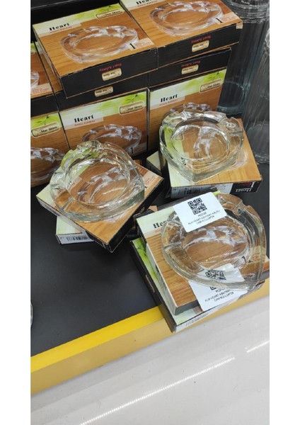 Şık Cam Kalp Kül Tablası, Turuncu Renkli, Dekoratif ve Zarif Tasarım