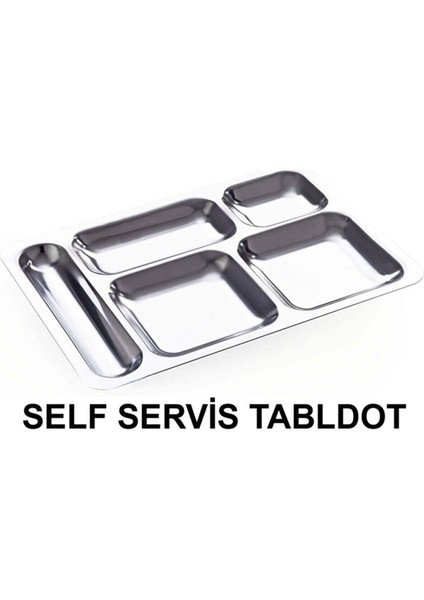 Paslanmaz Çelik Tabldot Servis Tepsisi, 5 Bölmeli, Faturalı, Garantili
