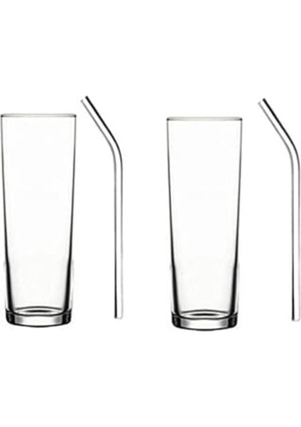 Renkli Cam Pipetli Votka ve Limonata Bardağı Takımı, 2'li Set