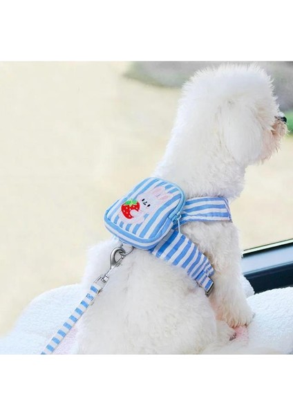 S Beden Çantalı Kedi Göğüs Tasma Seti Küçük Irk Köpek Gezdirme Kayışı Yürüyüş Tasması Kayış 120 cm
