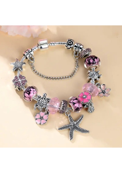 Pandora Tarz, Pembe Deniz Yıldızı, Caretta,aşk Temalı Charm Bileklik, Ahşap Kutu Içerisinde fiyatları