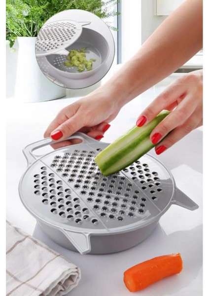 Şık Siyah Kapaklı Çok Fonksiyonlu Paslanmaz Rende, 3'ü Bir Arada