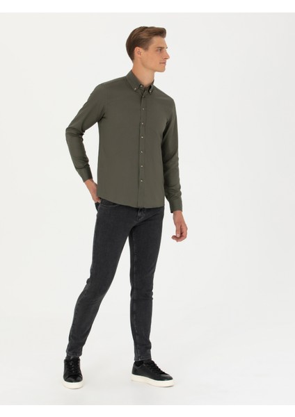 Erkek Haki Slim Fit %100 Pamuk Oxford Gömlek 50270162-VR054 modelleri