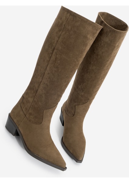 Kadın Sivri Burun Kovboy Fermuarsız Western Çizme Mivez