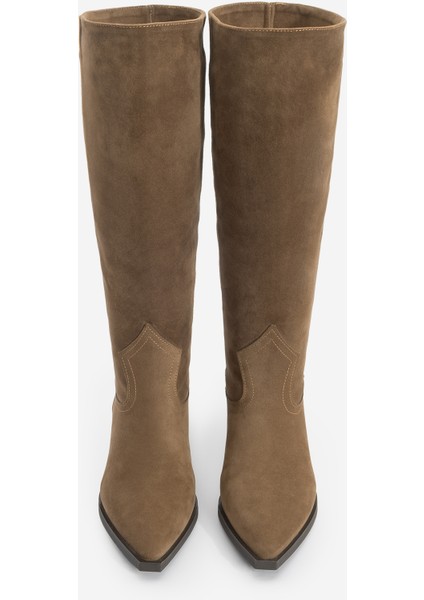 Kadın Sivri Burun Kovboy Fermuarsız Western Çizme Mivez