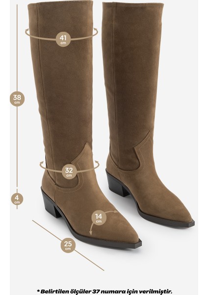 Kadın Sivri Burun Kovboy Fermuarsız Western Çizme Mivez
