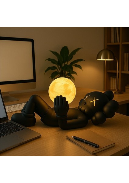 Kaws Tarzı Masa Lambası Ay Şeklinde LED Aydınlatma, Modern Dekoratif indirimleri