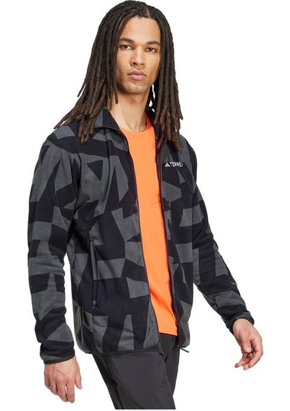 Terrex Multi Printed Full Zip Fleece Erkek Siyah Yürüyüş Polar.- fırsatları