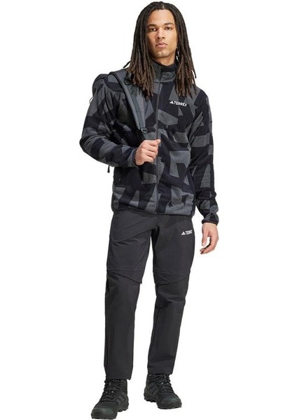 Terrex Multi Printed Full Zip Fleece Erkek Siyah Yürüyüş Polar.- indirimleri