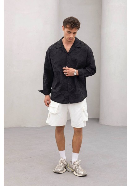 Erkek Oversize Pamuklu Trend Desenli Gömlek