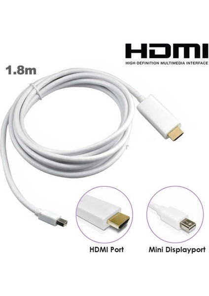 1.8 Metre 4K 60Hz Mini Displayport ( Thunderbolt ) To HDMI Çevirici Kablo fırsatları