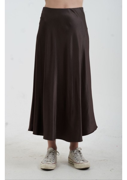 Kahverengi A Line Saten Etek modelleri