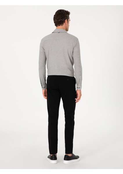 Erkek Siyah Slim Fit Pamuk Karışımlı Kanvas Pantolon 50305640-VR046 fırsatları
