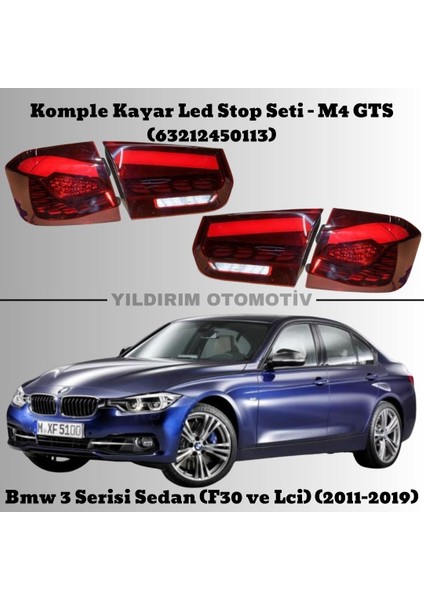Bmw 3 Serisi F30 ve Lci Komple Kayar M4 Gts LED Stop Seti 2011-2019 Arası 63212450113
