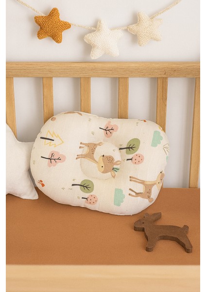 %100 Pamuk Kumaştan Ceylanlı Bebek Düz Kafa Yastığı