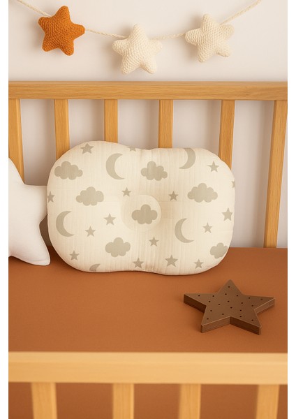 %100 Pamuk Kumaştan Gri Bulutlu Bebek Düz Kafa Yastığı fiyatları