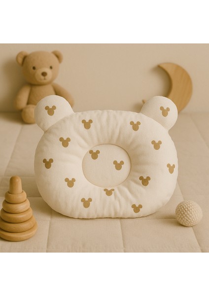 %100 Pamuk Kumaştan Mickey Mouse Bebek Düz Kafa Yastığı