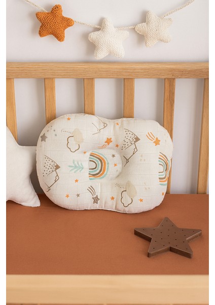 %100 Pamuk Kumaştan Gökkuşaklı Bebek Düz Kafa Yastığı